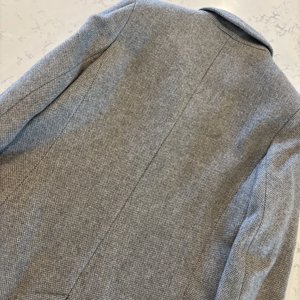 Lauren Ralph Lauren Wool Blend 3-Button Coat Gray Chevron-like Pattern Womens 12 - Picture 9 of 12